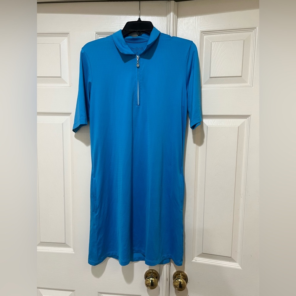San Soleil Blue Short Sleeves SPF 50 Golf Mini Polo Dress Medium Sport Outdoor